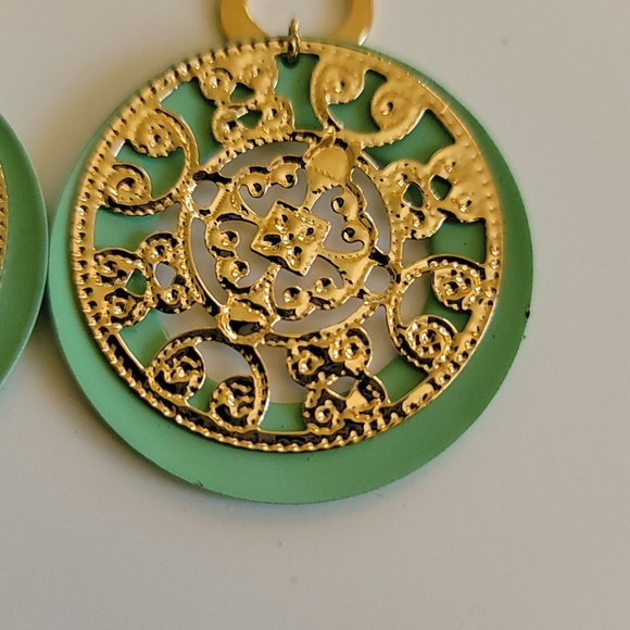 Turquoise and Gold Earrings - Picture 6 of 7